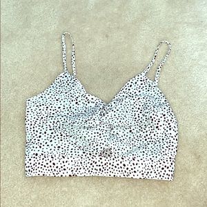 Dalmatian print tie back crop top with cut out